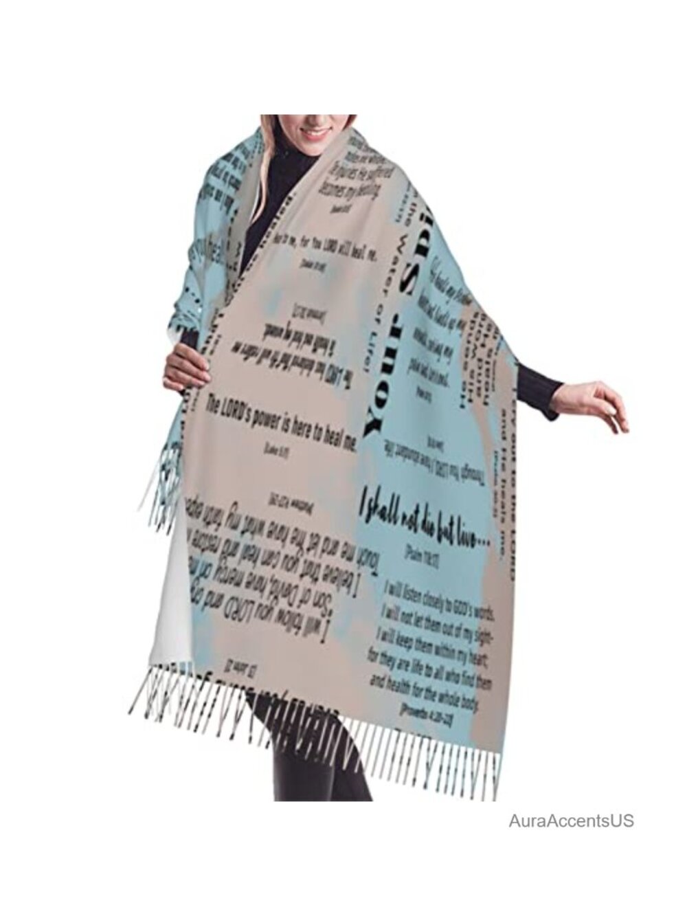 Cashmere Feel Pashmina Scarf Wrap Shawl Wedding Bridal Scripture Verse